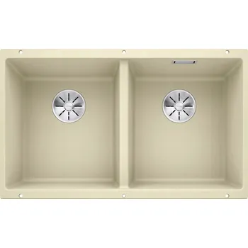 Granitový dřez Dvoukomorový dřez Blanco ocel béžový