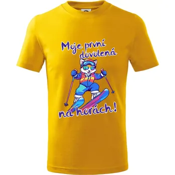 Moje první dovolená na horách modrá liška - Tričko dětské bavlněné - 98 cm / 2 roky ( Žlutá )