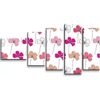 Obraz Sablio Obraz - 5-dílný Růžové kvítí - 100x60 cm