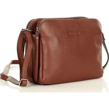 Kabelka Marco Mazzini Kožené italské crossbody MAZZINI dvě komory; hnědá