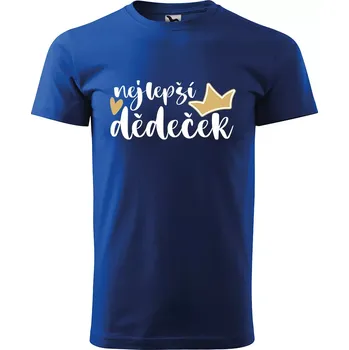 Sablio Tričko s potiskem Nejlepší dědeček s korunkou - modré 5XL
