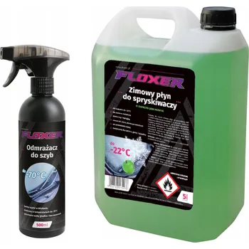 Směs do ostřikovače Zimní sada: Kapalina do ostřikovačů 5L + Rozmrazovač oken 500ml FLOXER