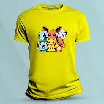 Dětská móda Dětské bavlněné tričko Kreslení Pokémoni Žlutá velikost 140 (9-11 let)