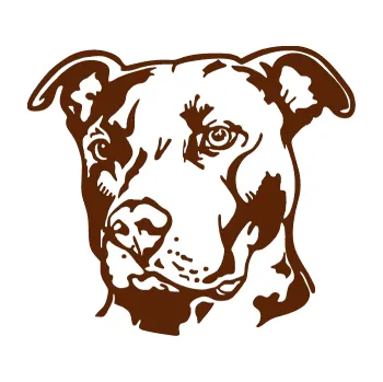 Polep vozidla Pes 198 pitbull levá (15 - hnědá) SAMOLEPKA NA AUTO, NÁLEPKA, FÓLIE, POLEP, TUNING, VLASTNÍ TEXT, TISK, AUTOSAMOLEPKY.cz, POLEPY, OBRÁZEK, LOGO, 3D STICKERS