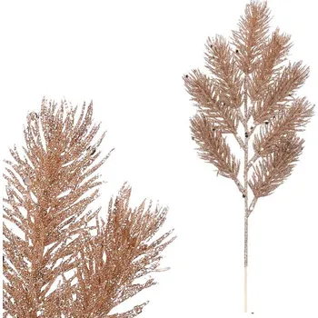 Autronic Smrk - umělá větev, barva champagne se třpytkami, sada 8 ks