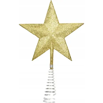 Vánoční dekorace ŠPIČKA NA VÁNOČNÍ STROMEK HVĚZDA ČERVENÁ/ZLATÁ MIX