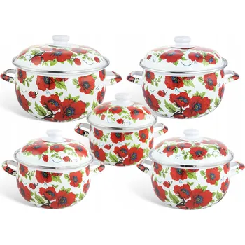 Sada nádobí Sada hrnců Edenberg KRÉMOVĚ smaltovaná, 10 ks.