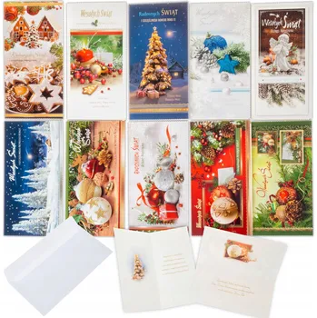 Velké vánoční přání s obálkou DL 10 ks MIX