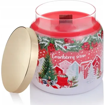 Svíčka SOJOVÁ vonná svíčka Cranberry Snow LID 450g 90h dřevěný knot