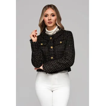 Dámská softshellová bunda Larica Dámská krátká chanel bunda OW-BLZB-0102 v1 Barva: Černá, Velikost: M