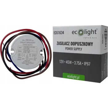 LED napájecí zdroj hermetický do instalační krabice 12V 45W 3,75A IP67