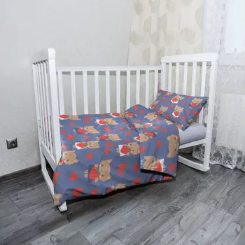 Povlečení Sablio Mikroplyšové dětské povlečení do postýlky Kočičky s jahodami - 120x90 / 40x60