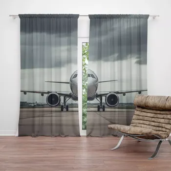 Závěs Sablio Závěs Letadlo na ranveji: 2ks 140x250cm