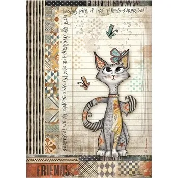 Set školních potřeb Papier ryżowy A4 Furry Friends kot i motylki, Stamperia
