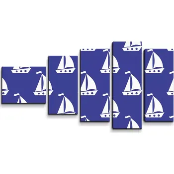 Obraz Sablio Obraz - 5-dílný Bílé lodě - 100x60 cm