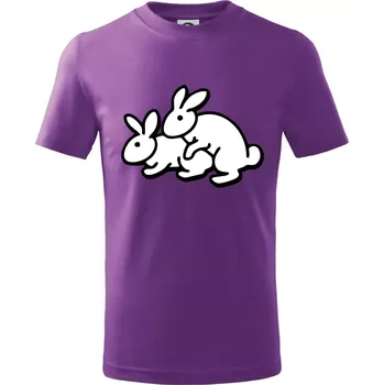Dupající králící - Tričko dětské bavlněné - 134 cm/8 let ( Fialová )
