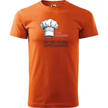 Pánské tričko Sablio Tričko s potiskem Jsem kuchařka, taky máš nějakou superschopnost? - oranžové XL