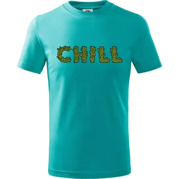 Konopí nápis chill - Tričko dětské bavlněné - 98 cm / 2 roky ( Emerald )