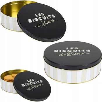 Obraz Dóza na sušenky Bistrot, černo-béžová, kovová, 22 x 7 cm Elegantní černá