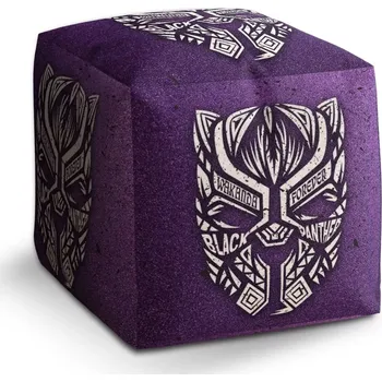 Taburet Sablio Taburet Cube BLACK PANTHER wakanda forever Bílý: 40x40x40 cm