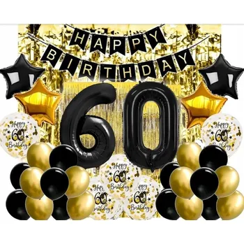 Balónek Sada dekorací Balónky 60 Narozeniny Závěs XL