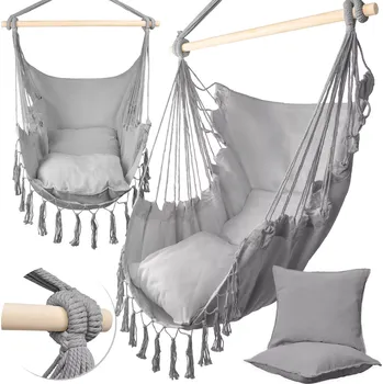 Houpací síť Závěsné brazilské křeslo MalTec světle šedé