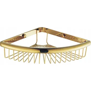 Drátěná police Rohový koupelnový košík/polička zlatý do sprchy