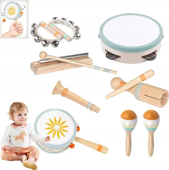 Hudební nástroj pro děti Dřevěné hudební nástroje Montessori pro děti – xylofon a buben