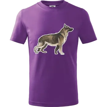 Chlapecké tričko Německý ovčák - hnědý kreslený - Tričko dětské bavlněné - 134 cm/8 let ( Fialová )