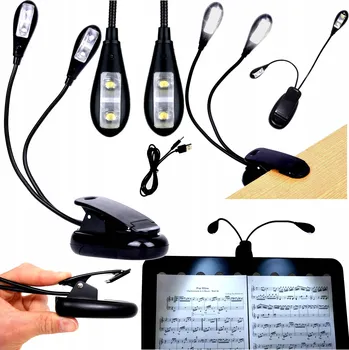 Lampička Čtecí lampička Bounn dvojitá s klipem, nastavitelná, USB / 3*AAA