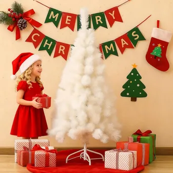 Vánoční stromek Umělý vánoční stromek bílý 60 cm s držákem - Dekorace pro kancelář, oslavu i rodinu