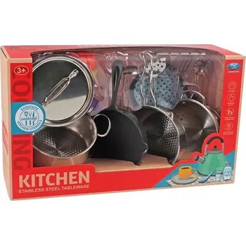 Dětská kuchyňka Kovová kuchyňská sada pro děti, 17 dílů