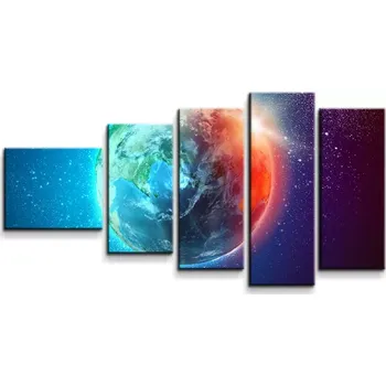Obraz Sablio Obraz - 5-dílný Země ve vesmíru - 100x60 cm