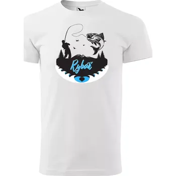 Sablio Tričko s potiskem Rybář 2 - bílé 5XL