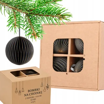 Vánoční dekorace Vánoční Vánoční Baňky Z PAPÍRU AIP2013 4 ks Šedé 8cm