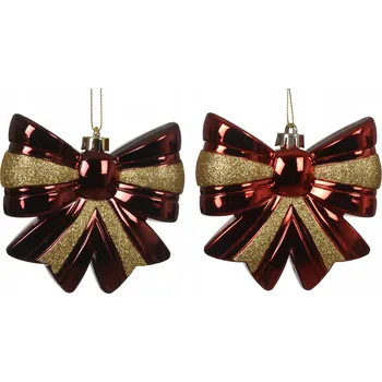 Vánoční dekorace Vánoční Koule na vánoční stromek, červená mašle, přívěsek, 12 cm, plastová tvarovka