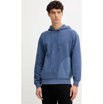 Pánská mikina Bavlněná mikina United Colors of Benetton pánská, modrá barva, s kapucí, hladká, 3NMEU201X 95X, vel. S