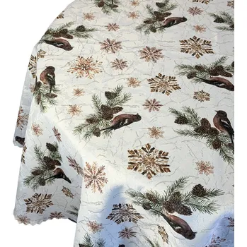 ubrus Ubrus Odolný Skvrnám Vánoční Zimní Sněhové Vločky Ptáci Kruh prům. 100 cm