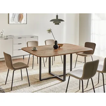 Rozkládací jídelní stůl hnědý MDF železné nohy 120/160 x 120 cm čtvercový tvar motýlí mechanismus nohy ve tvaru X moderní styl jídelna Beliani