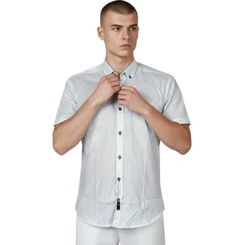 Dámská košile Rawlucci Pánská bílá nadměrná společenská košile s krátkým rukávem 01 Barva: Bílá, Velikost: M