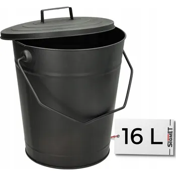 Kbelík na popel s víkem velký objemný na dřevo uhlí krb kamna