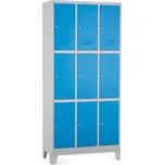 Rauman Kovová šatní skříň 9 boxů, 90 x 45 x 195 cm, pevné nohy, cylindrický zámek - modrá + doprava ZDARMA