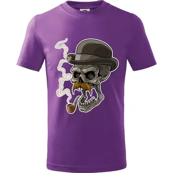 Lebka s knírkem - Tričko dětské bavlněné - 146 cm/10 let ( Fialová )