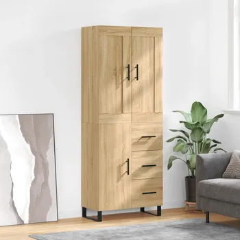 přebalovací pult a komoda Skříň highboard dub sonoma 69,5 x 34 x 180 cm kompozitní dřevo Hnědá3199836