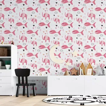 Tapeta Sablio Tapeta Růžové rybky a sloni - 125x75 cm