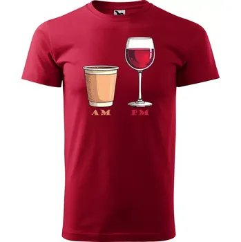 Pánské tričko Sablio Tričko s potiskem AM vs. PM - červené 5XL