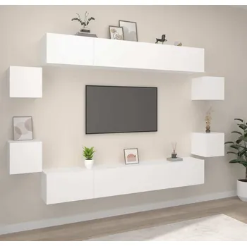 Obývací stěna vidaXL 8dílný set TV skříněk kompozitní dřevo [3114224] Barva: Bílá