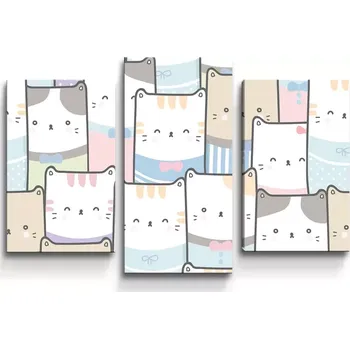 Obraz Sablio Obraz - 3-dílný Barevná koťátka - 75x50 cm