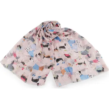 Šátek Letní šátek / šála kočky a psi 70x180 cm, velké, 3 pudrová pejsek