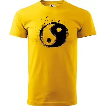Pánské tričko Sablio Tričko s potiskem Yin Yang - žluté XL